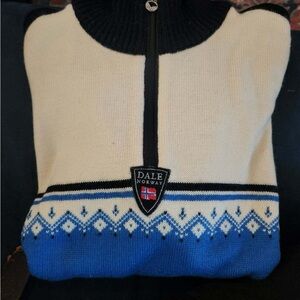 Dale of Norway Men’s Cream & Blue Half-Zip Knit Sweater